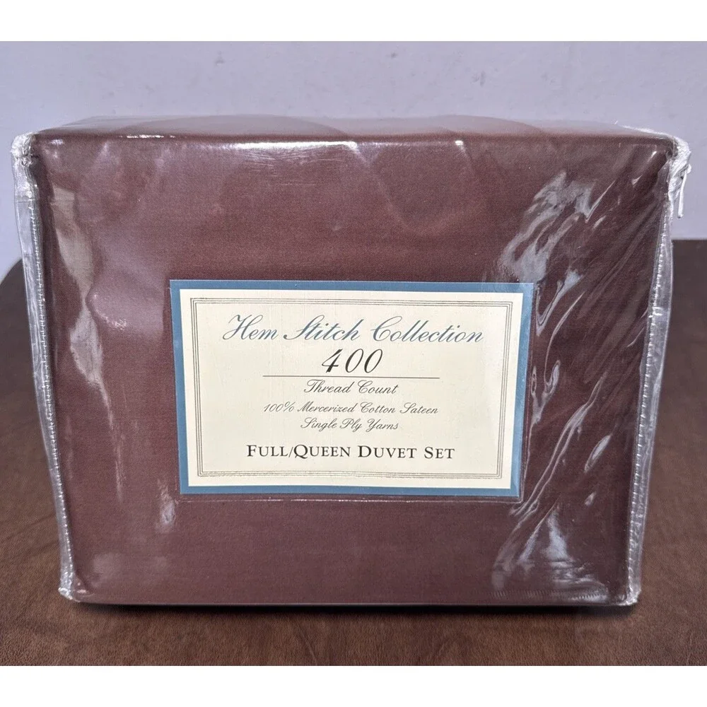 NEW 3 pc Full / Queen 400 Thread Count 100% Cotton Sateen Duvet & Sham Set Brown